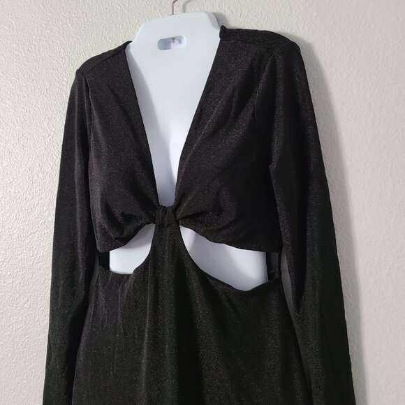 Wild Fable women's long sleeve black formal fitted v-neck dress size medium - Picture 3 of 11